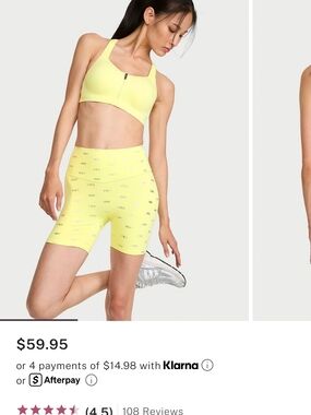NWT Victoria’s Secret VSX Elevate 5” Bike Shorts Lime Yellow XS